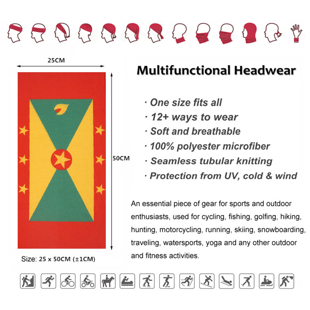 Grenada Flag Pattern Face Band - Running Gear Headband review and price